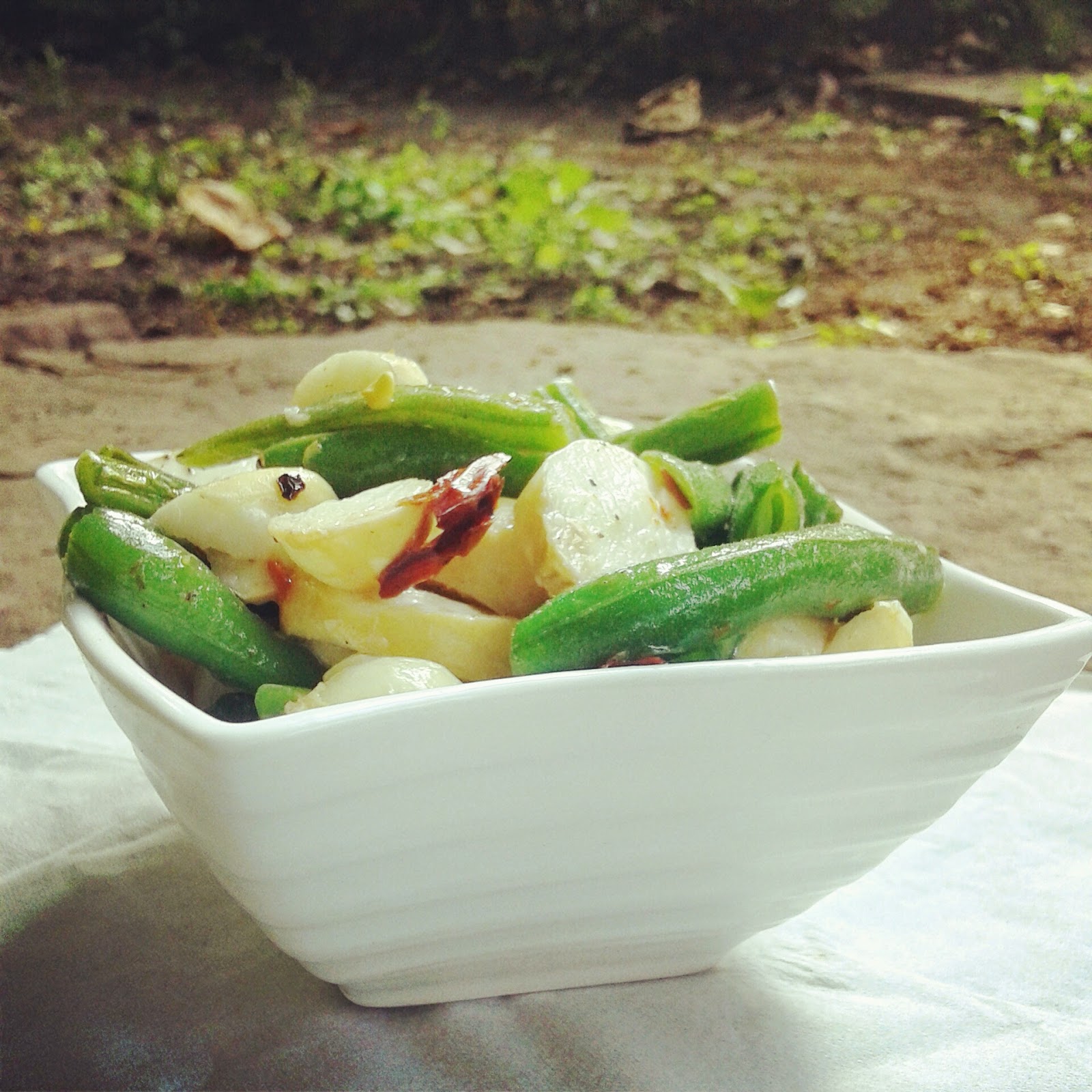 Ginger Juliennes Water Chestnuts and Green Beans Salad